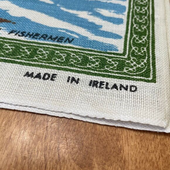 Vintage Pure Linen Irish Life Decorative Tea Towel Celtic Design Ireland Scenes - Picture 9 of 9